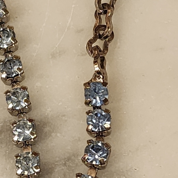15" Vintage Rhinestone Choker Necklace & Bracelet Demi Parure Blue Opalescent - Picture 10 of 16